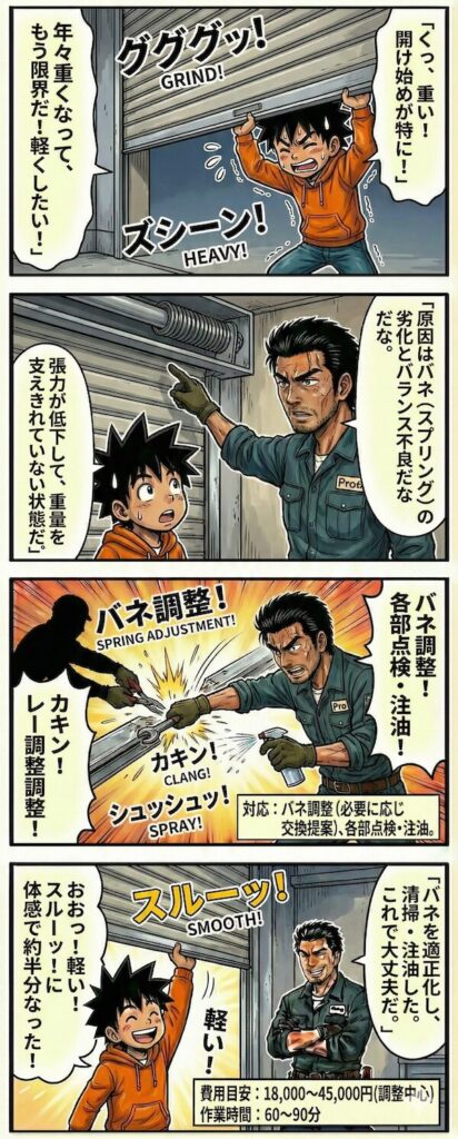 手動シャッターが重たくなった施工事例