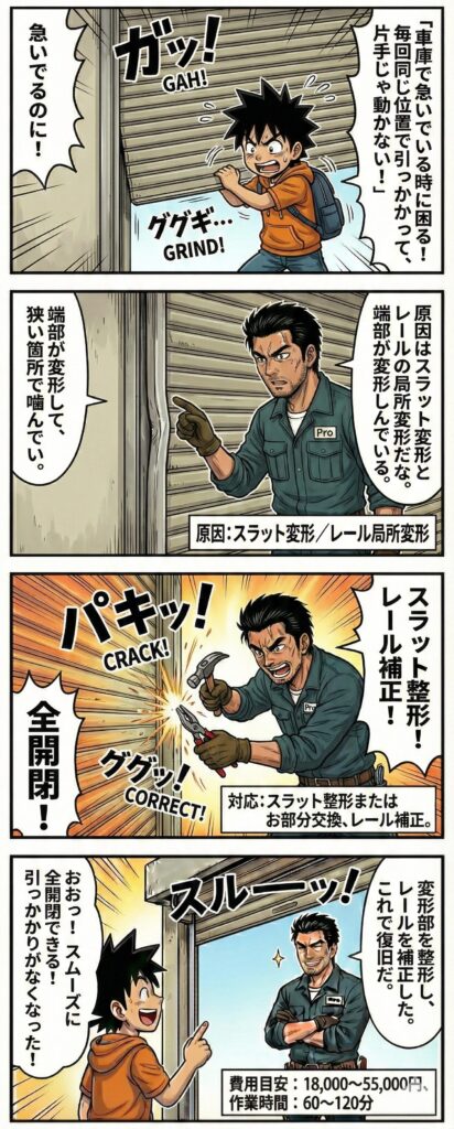 シャッターが引っかかるう施工事例