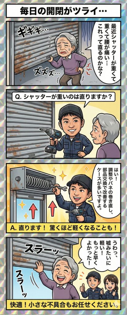 シャッターが重たい